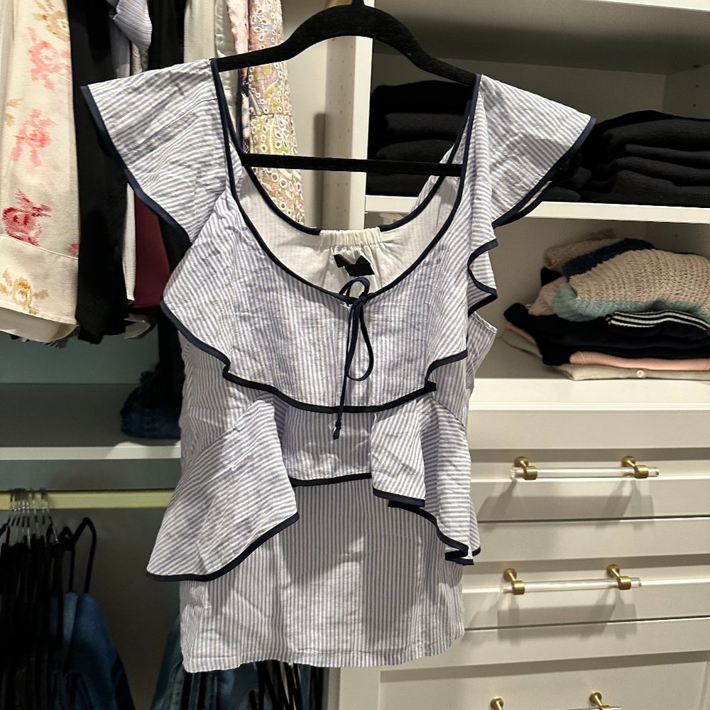 J. Crew seersucker sleeveless blouse